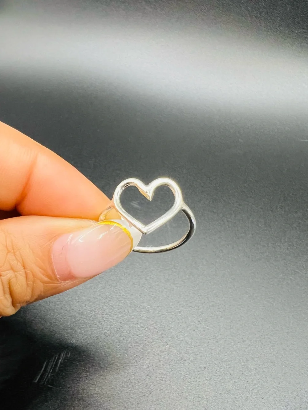 Silver Open Heart Ring - Sterling Silver 925